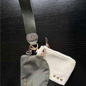Pretty Simple Dolly Dual Wristlet Set Olive Cream NWOT Clutch